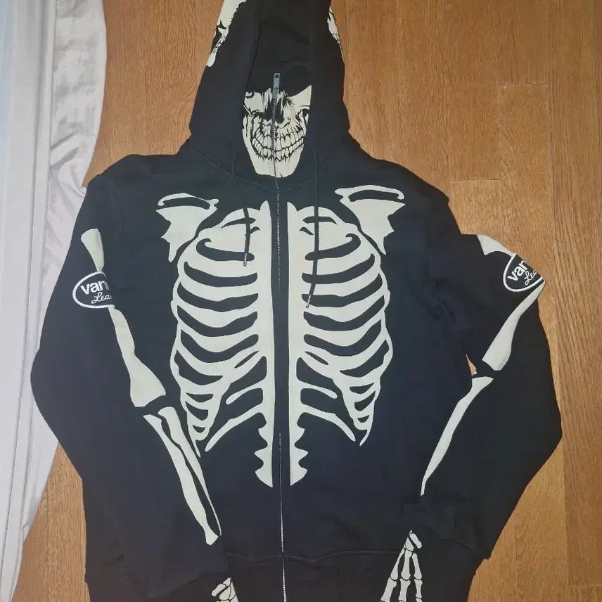 [BUNJANG] Vanson Skull Skeleton Hooded Zip-Up Jacket / 밴슨 스컬 스켈레톤 후드 집업