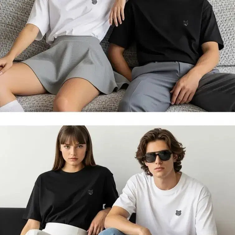 [BUNJANG] Maison Kitsuné Grey Fox Round Short Sleeve T-Shirt / 메종키츠네 그레이폭스 라운드 반팔