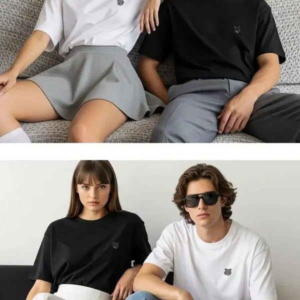 [BUNJANG] Maison Kitsuné Grey Fox Round Short Sleeve T-Shirt / 메종키츠네 그레이폭스 라운드 반팔