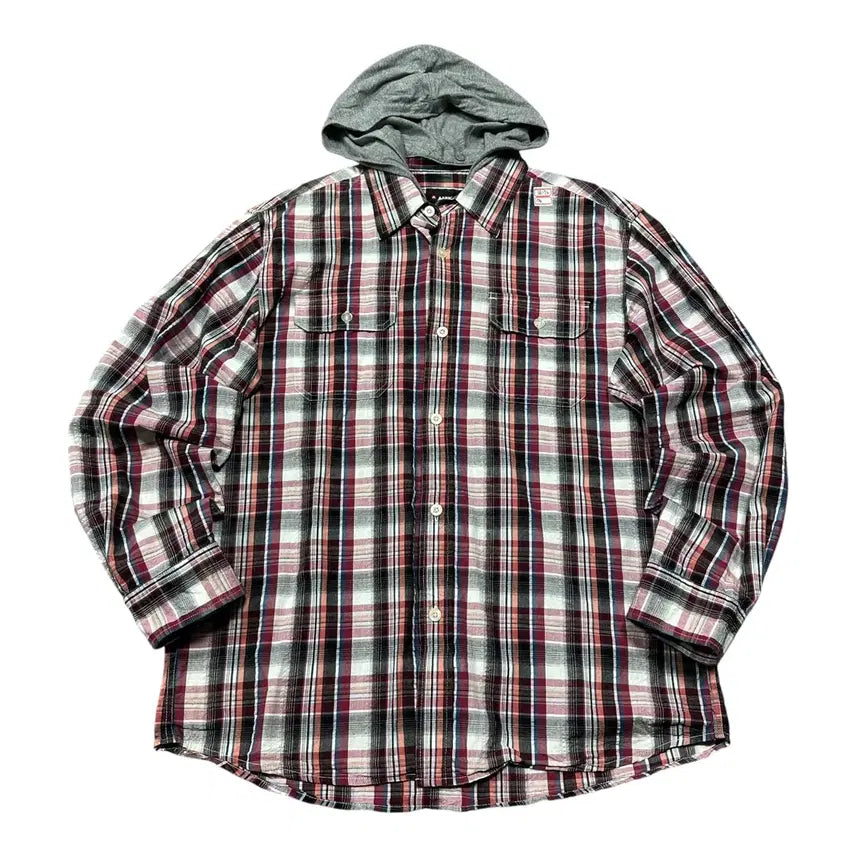 [BUNJANG] Airwalk Plaid Hooded Shirt L / (바배) 에어워크 후드 체크 셔츠