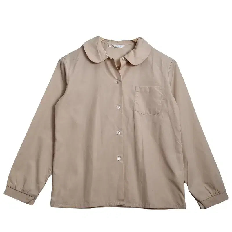 [BUNJANG] Lovely Vintage Round Collar Beige Blouse [L] / JPN 러블리 빈티지 둥근카라 베이지 블라우스 [L] 모리걸 모리룩