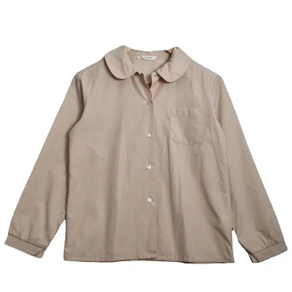 [BUNJANG] Lovely Vintage Round Collar Beige Blouse [L] / JPN 러블리 빈티지 둥근카라 베이지 블라우스 [L] 모리걸 모리룩
