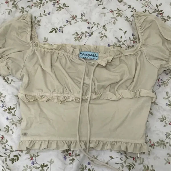 [BUNJANG] Pale Jade Cropped Puff Blouse Cream M / 페일제이드 크롭 퍼프 블라우스 / 크림, M