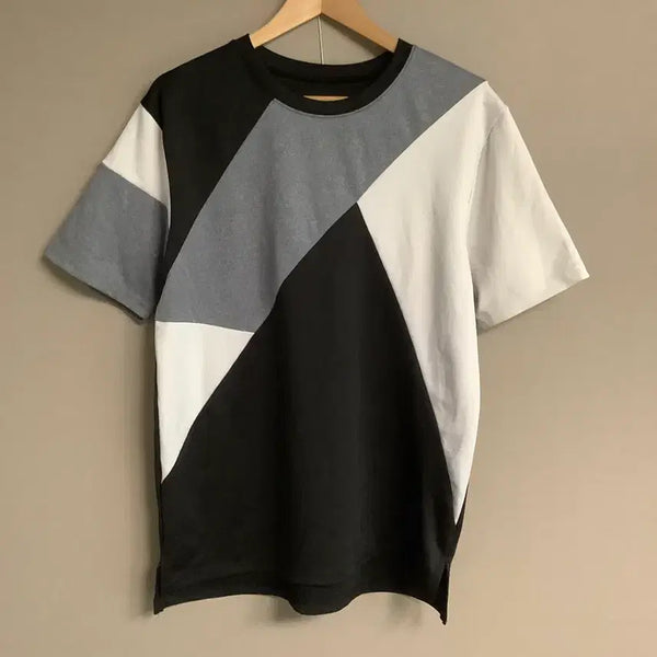[BUNJANG] Colorblock Short Sleeve T-Shirt / 블랙 화이트 배색 티셔츠 반팔티셔츠