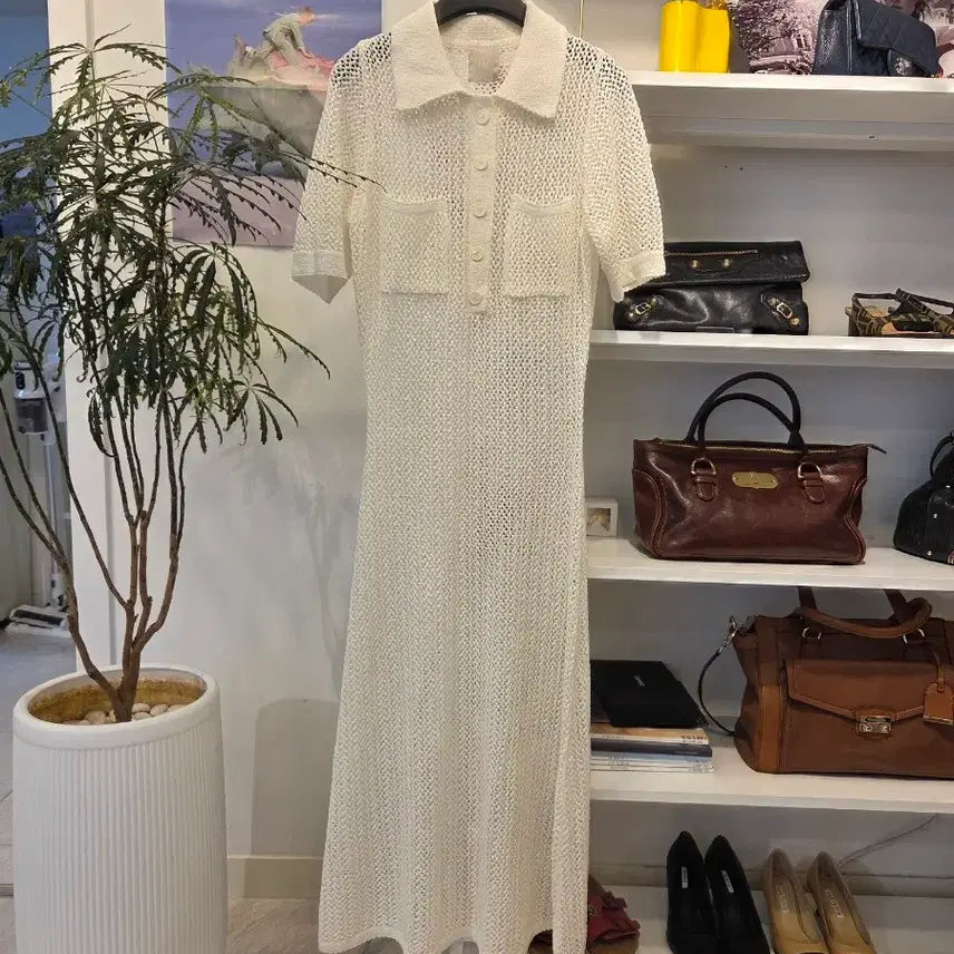 [BUNJANG] NYMPH See-through Collar Knit Dress / NYMPH 시스루 카라 니트 원피스