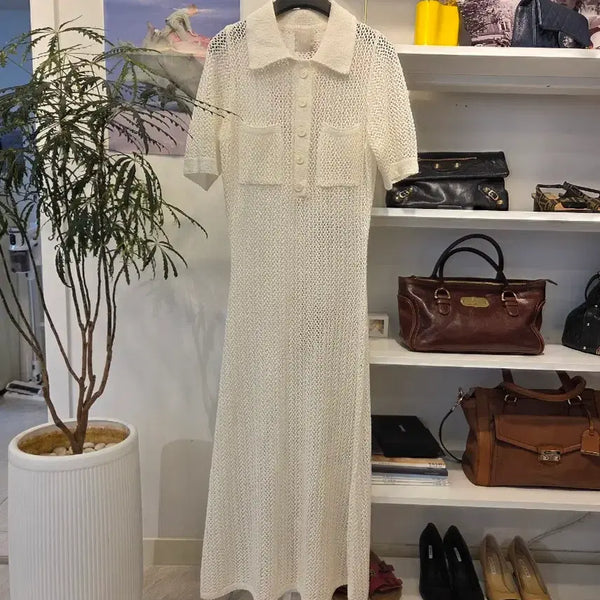 [BUNJANG] NYMPH See-through Collar Knit Dress / NYMPH 시스루 카라 니트 원피스