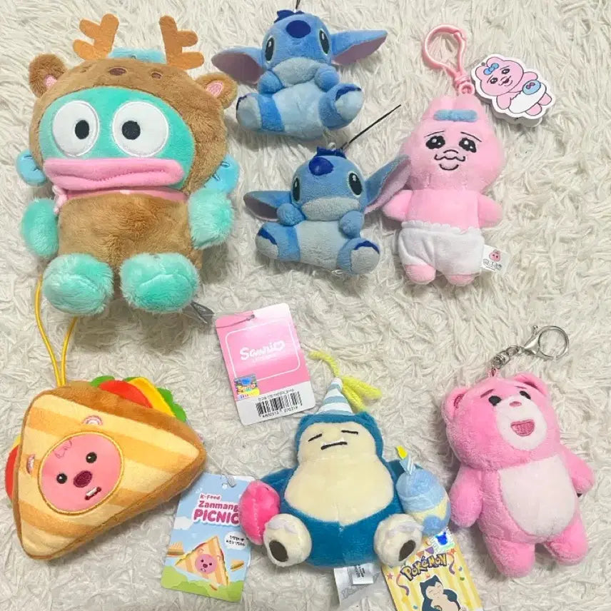[BUNJANG] Hangyodon, Stitch, Pantzy Rabbit, Janmangrupi, Snorlax, Bellygom Keyring Set / 키링) 한교동 스티치 빤쮸토끼 잔망루피 잠만보 벨리곰