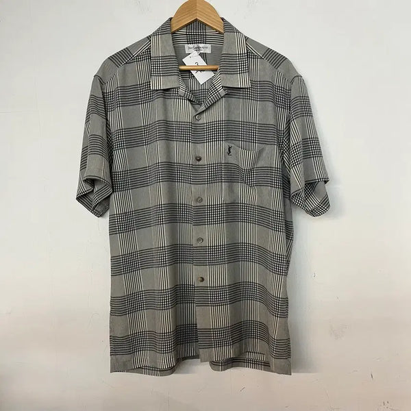 [BUNJANG] Saint Laurent 90s Check Short Sleeve Shirt Men's 100 / 남성100) 입생로랑 90s 체크 반팔 셔츠