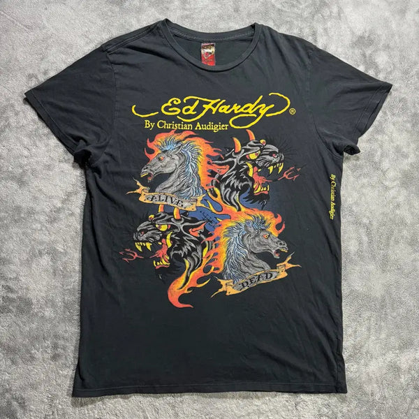 [BUNJANG] Christian Audigier by Ed Hardy Short Sleeve T-Shirt / [L] 에드하디 by 크리스찬오디저 반팔