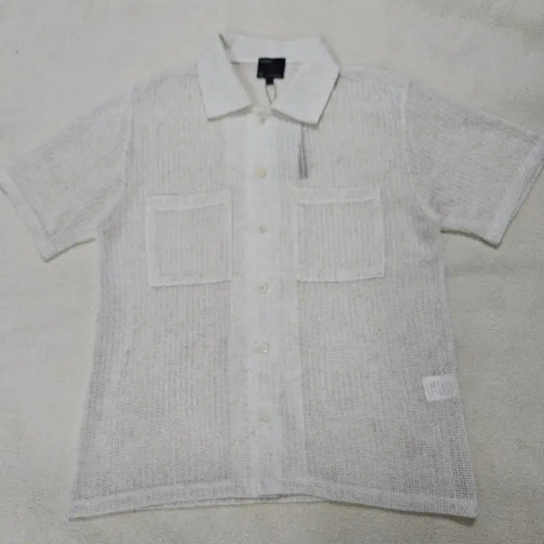 [BUNJANG] Endoor Needle Crochet Short Sleeve Shirt Ivory / 엔도어 니들 크로쉐 아이보리 반팔 셔츠 급처