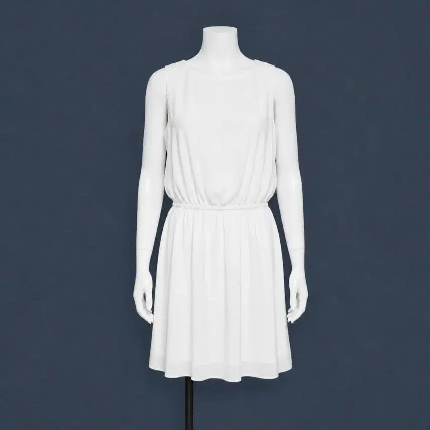 [BUNJANG] White Chiffon Sleeveless Dress / [55] 화이트 쉬폰 원피스 민소매 나시 흰색 여름 정장 여성 스커트