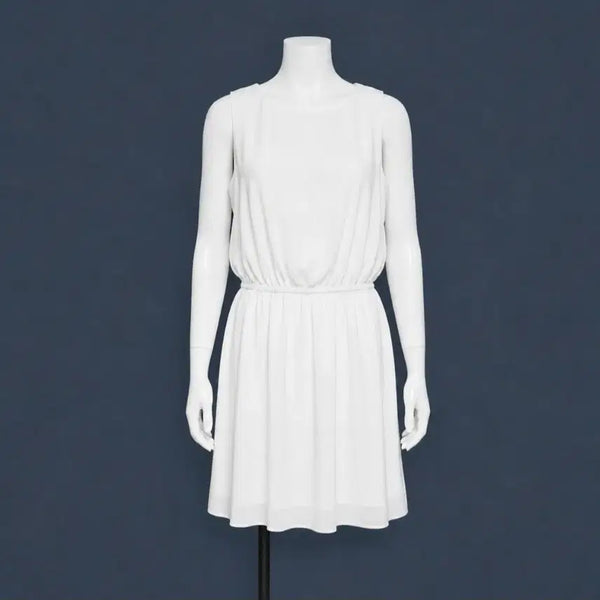 [BUNJANG] White Chiffon Sleeveless Dress / [55] 화이트 쉬폰 원피스 민소매 나시 흰색 여름 정장 여성 스커트