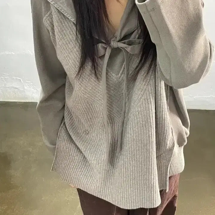 [BUNJANG] System Hanseom Sailor Collar Ribbon Knit / 시스템 한섬 세일러 카라 리본 니트/90/앨리스/1766