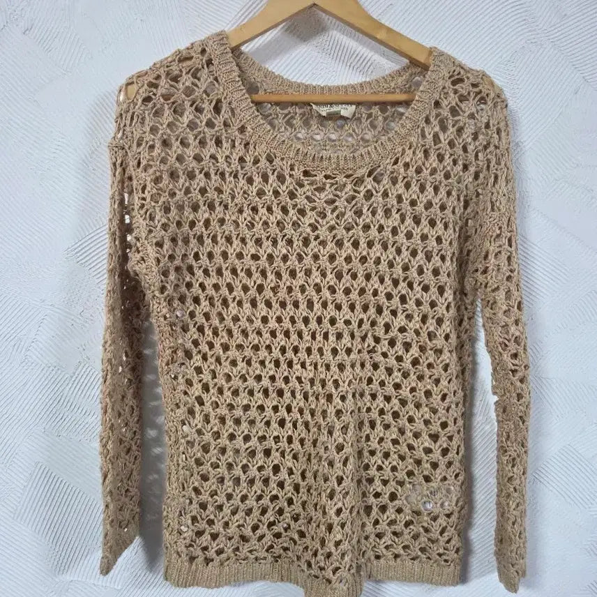 [BUNJANG] Denim & Supply Ralph Lauren Beige Crochet Knit Sweater M / 랄프 로렌의 베이지색 크로셰 스웨터 m