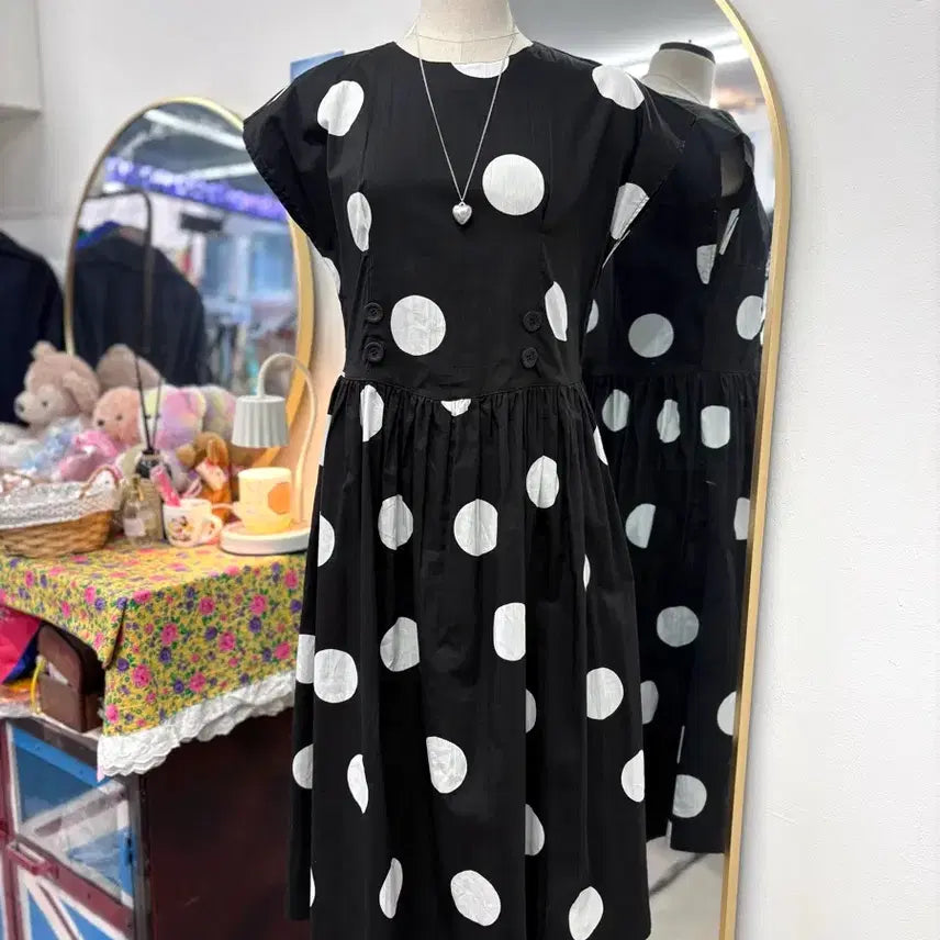 [BUNJANG] Dot Cotton Mori Girl Quirky Lolita Long Dress M (Japan) / 도트 코튼 모리걸 괴짜 키치 롱 원피스 M JPN