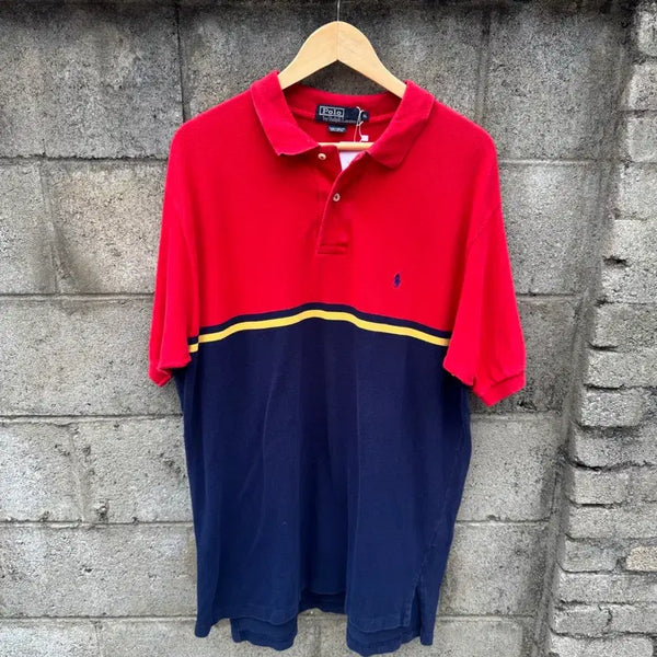 [BUNJANG] Polo Ralph Lauren Vintage Striped Short Sleeve Polo T-Shirt XL / 폴로 랄프로렌 빈티지 스트라이프 카라 반팔 티셔츠 xl