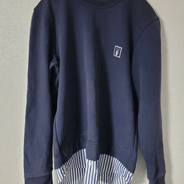 [BUNJANG] Solid Homme Navy Sweatshirt Layered Shirt / 가슴55) 솔리드옴므 네이비 맨투맨 셔츠 레이어드