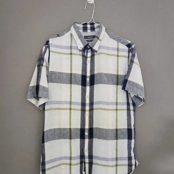 [BUNJANG] Hazzys Check Slim Fit Short Sleeve Shirt / 헤지스 체크 슬림핏 반팔 셔츠  100