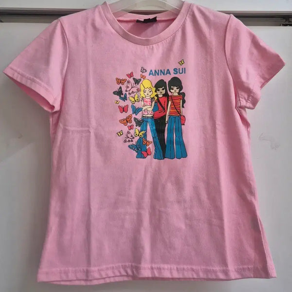 [BUNJANG] Anna Sui Pink Butterfly Print Short Sleeve T-Shirt / (새상품)ANNA SUI 안나수이 티셔츠