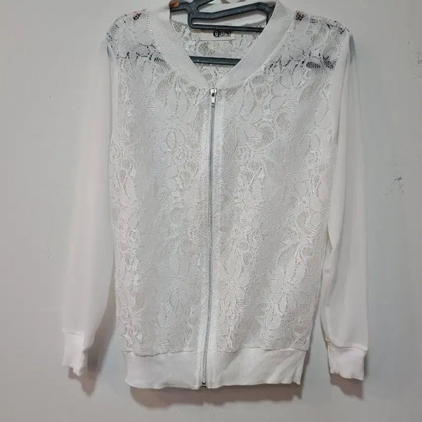 [BUNJANG] DEEPNY White Lace Blouse Jacket / DEEPNY 화이트 레이스 블라우스 자켓 44~55