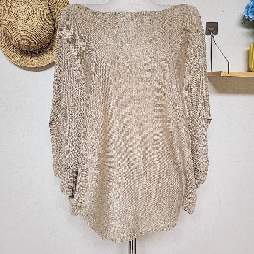 [BUNJANG] Elegant Batwing Summer Knit Top - Gold Beige / 55~99 우아한 가오리핏 여름니트 골드베이지