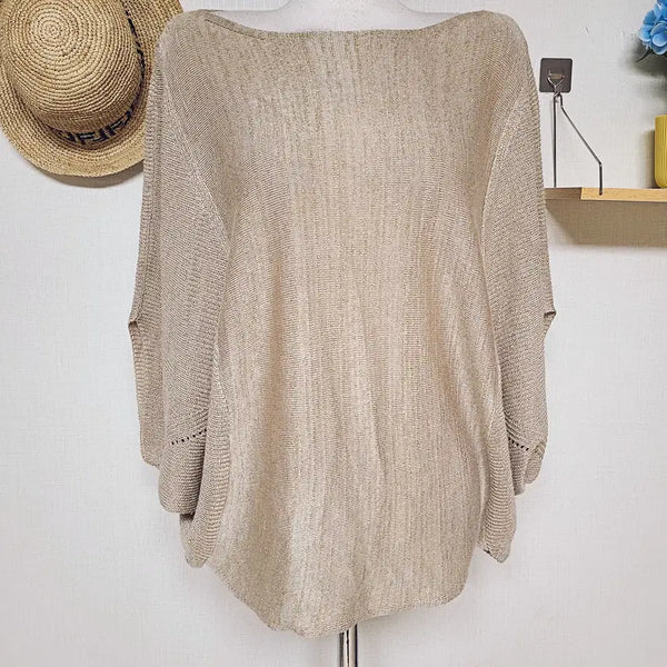 [BUNJANG] Elegant Batwing Summer Knit Top - Gold Beige / 55~99 우아한 가오리핏 여름니트 골드베이지