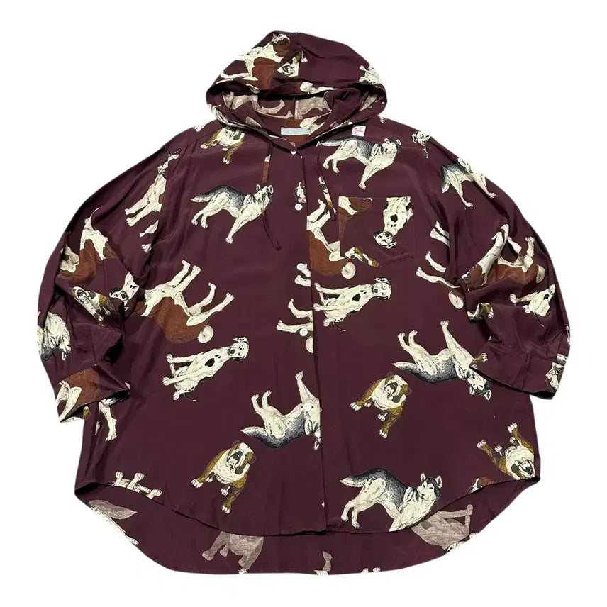 [BUNJANG] Powder Vintage Dog Pattern Hoodie Shirt / (바배) Powder 파우더 빈티지 도그 패턴 후드 셔츠