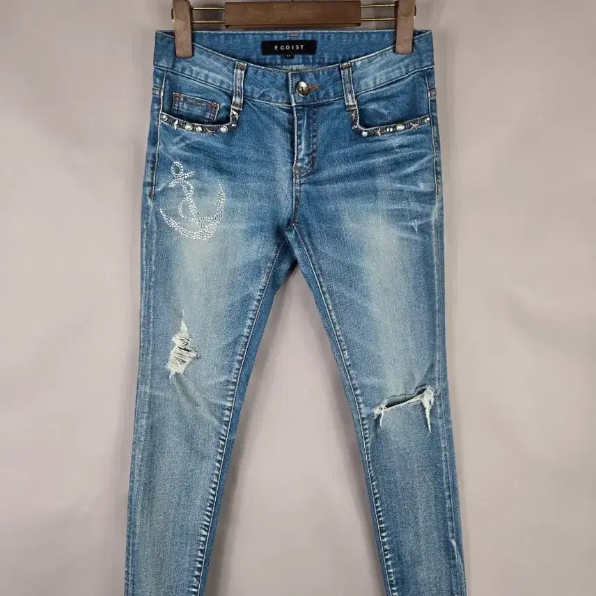 [BUNJANG] Egoist M Washed Denim Skinny Pants / [무료배송]에고이스트 M 얇은 스판 워싱 데님 스키니 팬츠 청바지