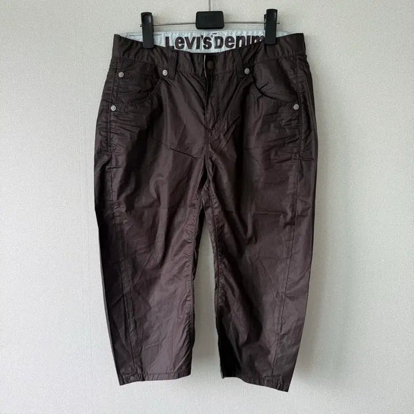 [BUNJANG] Levi's Women's 7/8 Sleeve Capri Brown Cotton Pants / 리바이스 여성 얇은 코튼 7부 카프리 브라운 팬츠
