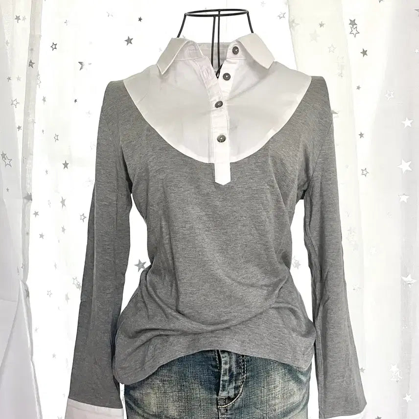 [BUNJANG] Japanese Vintage Gray Long Sleeve T-Shirt / 일본빈티지 회색 로걀탑 히메갸루 오네갸루 stc빈티지 진리빈티지