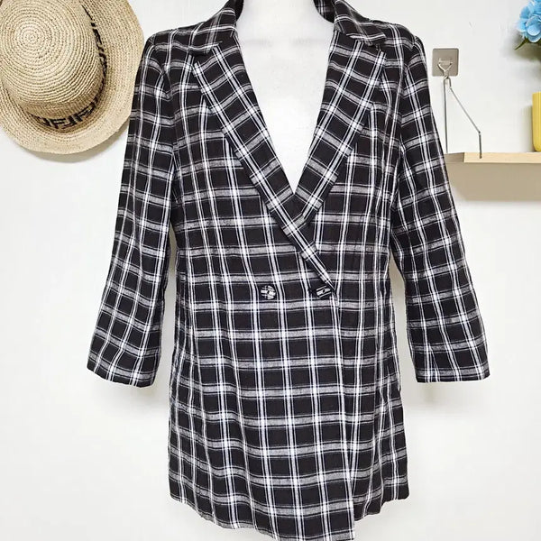 [BUNJANG] Alto Checked Mid-Length Jacket Black / alto 마혼방 체크미들자켓 66 블랙