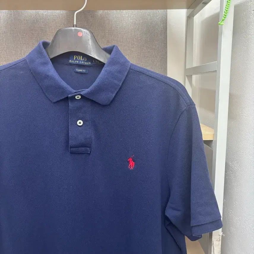 [BUNJANG] Polo Ralph Lauren Navy Short Sleeve Polo Shirt QR New Model L / 폴로 랄프로렌 네이비 반팔 카라티 큐알 신형