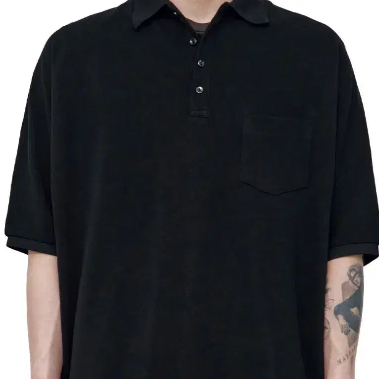 [BUNJANG] Politeu Rouge PK Tee Black Size 3 / 폴리테루 루즈드 PK 티  블랙