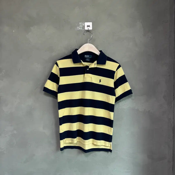 [BUNJANG] Polo Ralph Lauren Striped Short Sleeve Polo Shirt Navy / 폴로 랄프로렌 스트라이프 카라티 반팔 네이비