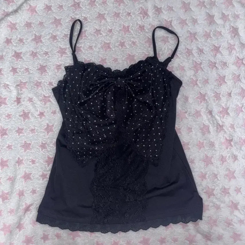[BUNJANG] Garu Big Ribbon Lace Camisole / 갸루 왕리본 레이스 슬립 나시