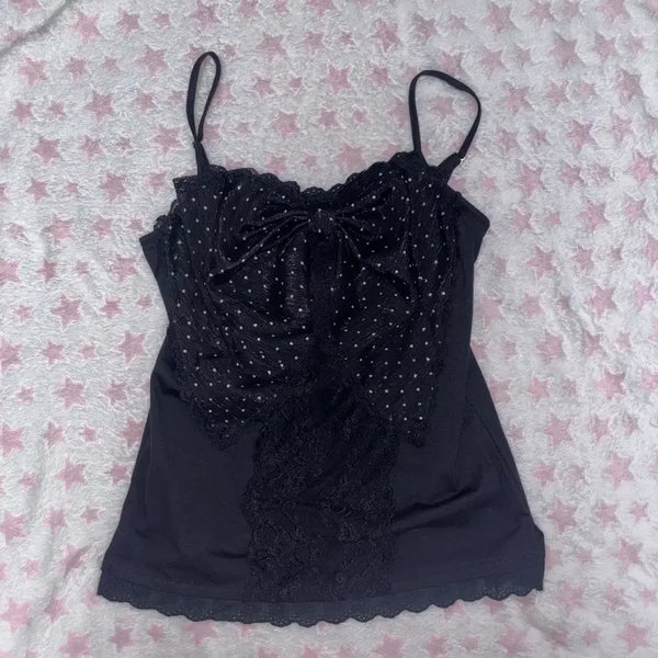 [BUNJANG] Garu Big Ribbon Lace Camisole / 갸루 왕리본 레이스 슬립 나시
