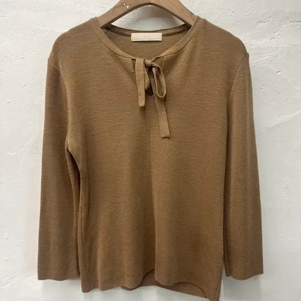 [BUNJANG] EnC Women's Long Sleeve Knit T-Shirt Brown Size 55 / EnC 여 티셔츠 브라운/니트/긴팔 55