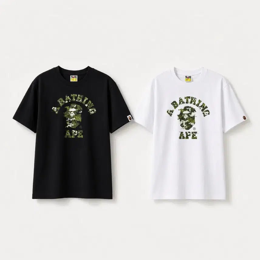 [BUNJANG] BAPE Camo Short-Sleeve T-Shirt Black/White / 세일특가)베이프 카모 반팔 티셔츠 블랙/화이트 미개봉 새상품