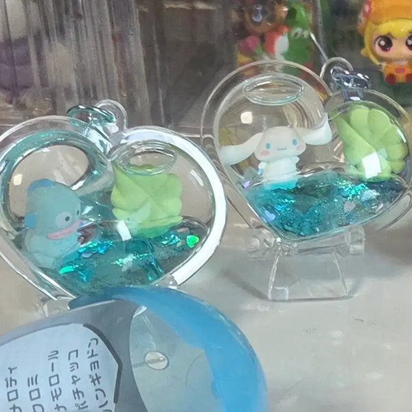 [BUNJANG] Sanrio Four-Leaf Clover Lucky Water Ball Keychain / 산리오 네잎클로버 행운 워터볼 한교동 시나모롤