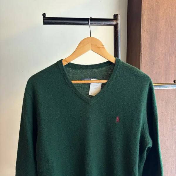 [BUNJANG] Polo Ralph Lauren Merino Wool V-Neck Knit Sweater / 17387 - 폴로 랄프로렌 그린 브이넥 울 니트 (메리노 울 100%)