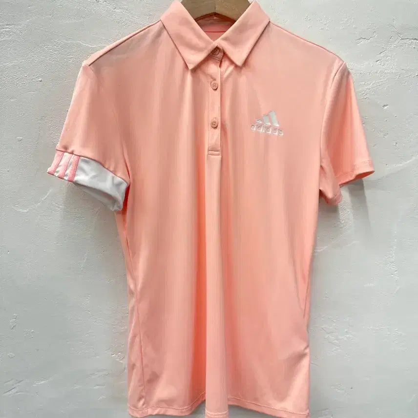 [BUNJANG] Adidas Women's Short Sleeve Collar T-Shirt Baby Pink S / 아디다스 여 카라티 베이비핑크/기능성/반팔 S