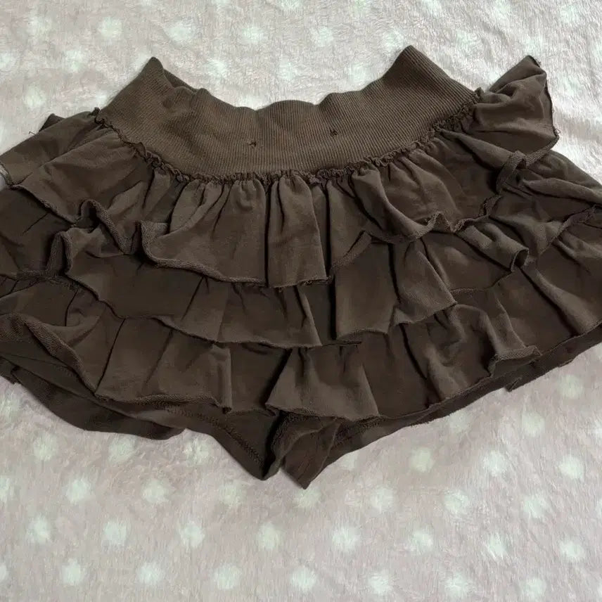 [BUNJANG] STC Cozy Kang Kang Culottes Skirt Chocolate Brown / Stc 코지 캉캉 큐롯 스커트 초코브라운 프릴 3단치마 리즈리사