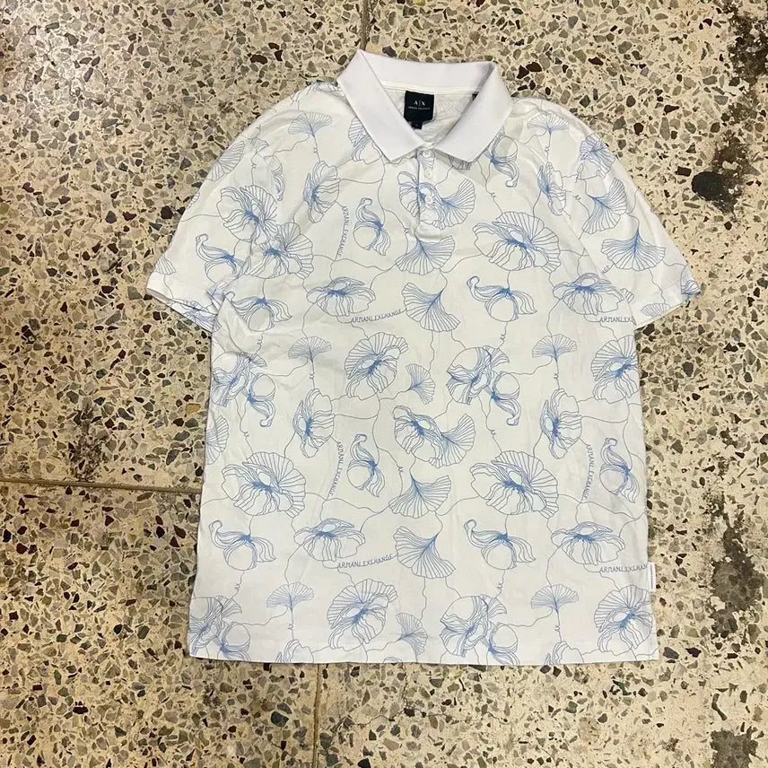 [BUNJANG] ARMANI EXCHANGE Floral Pattern Short-Sleeve Polo Shirt / ARMANI EXCHANGE 꽃잎 패턴반팔 카라티