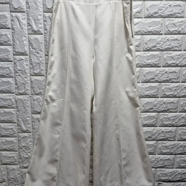 [BUNJANG] Earl Grey People Wide Semi-Flare Slacks White / 얼그레이피플 와이드세미나팔 슬랙스 화이트