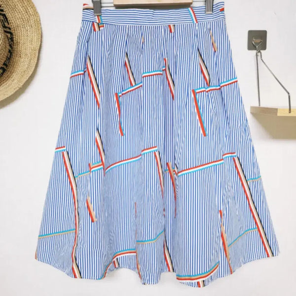 [BUNJANG] Satin Cruise Look Cotton Back-Band Skirt / 샤틴 크루즈룩 코튼 뒷밴딩스커트 55 블루