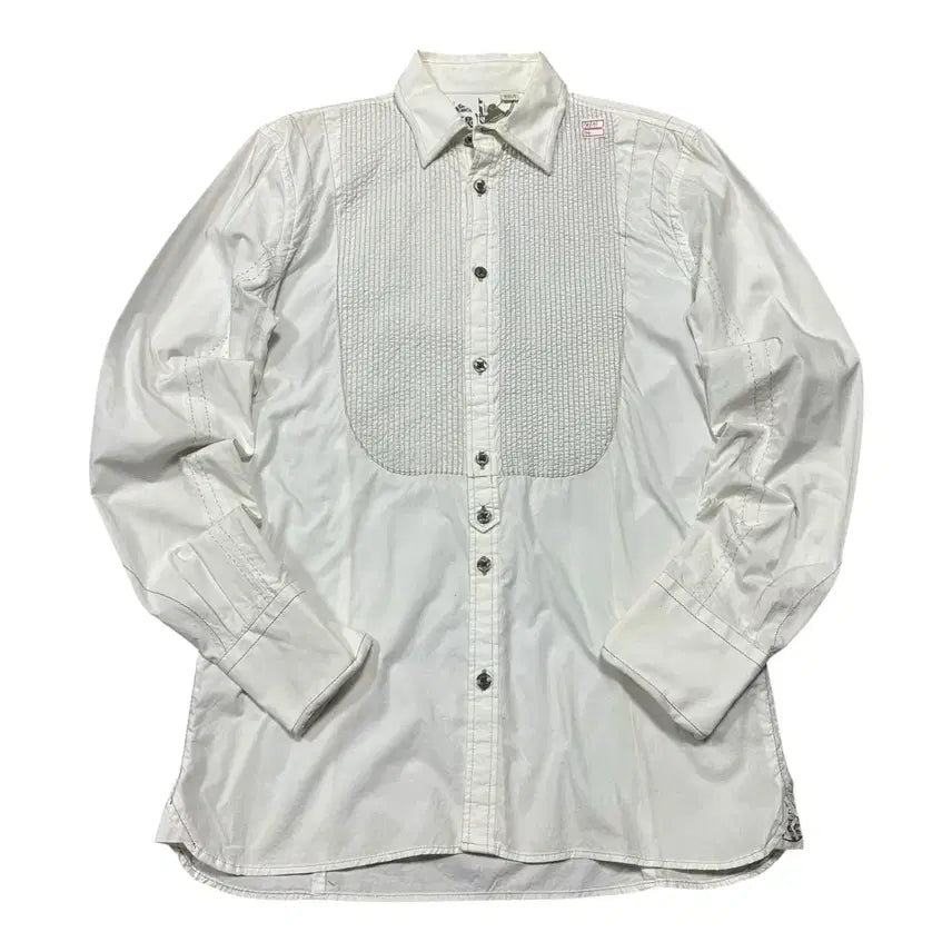 [BUNJANG] Diesel Vintage Pleated White Women's Shirt / (바배) 디젤 빈티지 플리츠 화이트 여성 셔츠