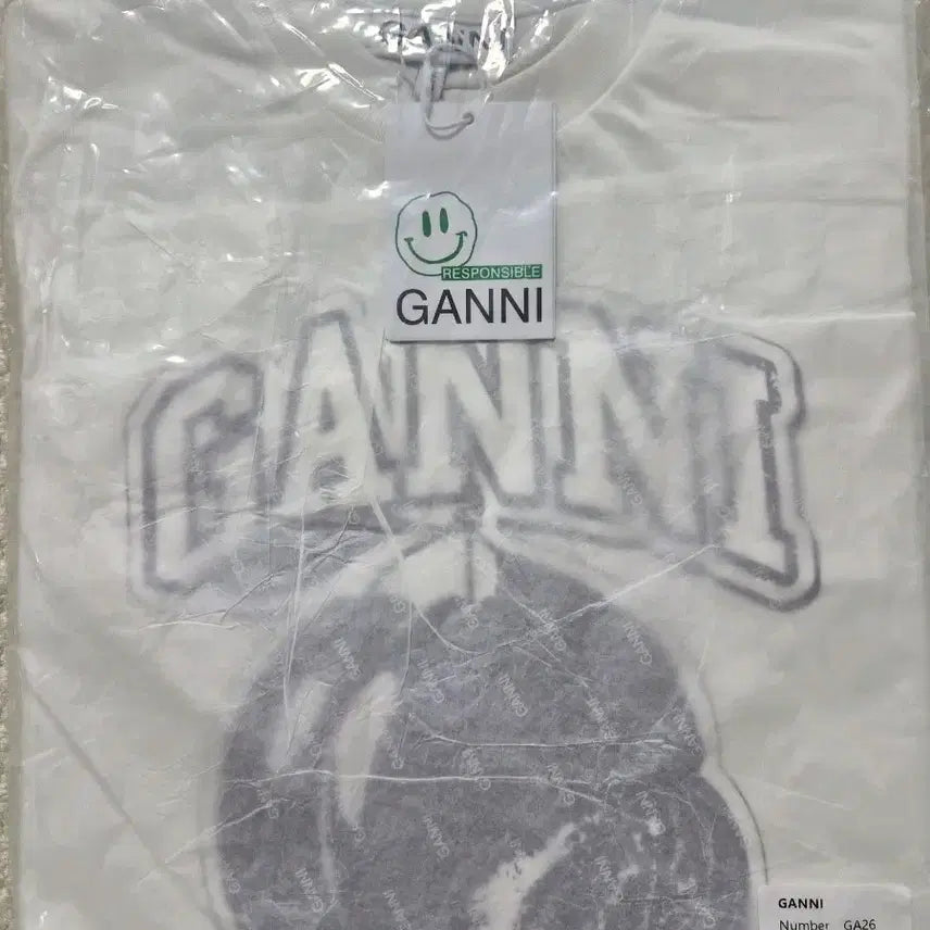 [BUNJANG] GANNI Short Sleeve T-Shirt White Purple S / 가니 반팔 티셔츠 화이트 퍼플 S.새상품