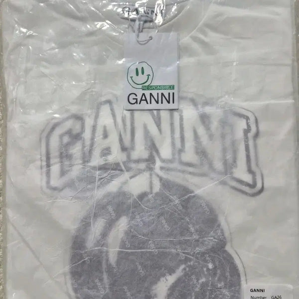 [BUNJANG] GANNI Short Sleeve T-Shirt White Purple S / 가니 반팔 티셔츠 화이트 퍼플 S.새상품