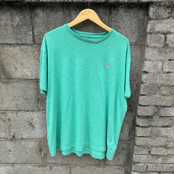 [BUNJANG] Polo Ralph Lauren Vintage Single Stitch Short Sleeve T-Shirt L Mint / 폴로 랄프로렌 빈티지 포니로고 무지 싱글스티치 반팔 티셔츠 L 민트
