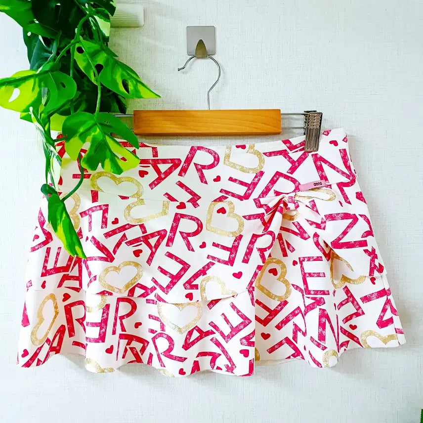 [BUNJANG] Arena Lettering Heart Wrap Style Swim Skirt Pink Frill M / 아레나 레터링하트 랩스타일 수영복스커트 66 핑크프릴 M
